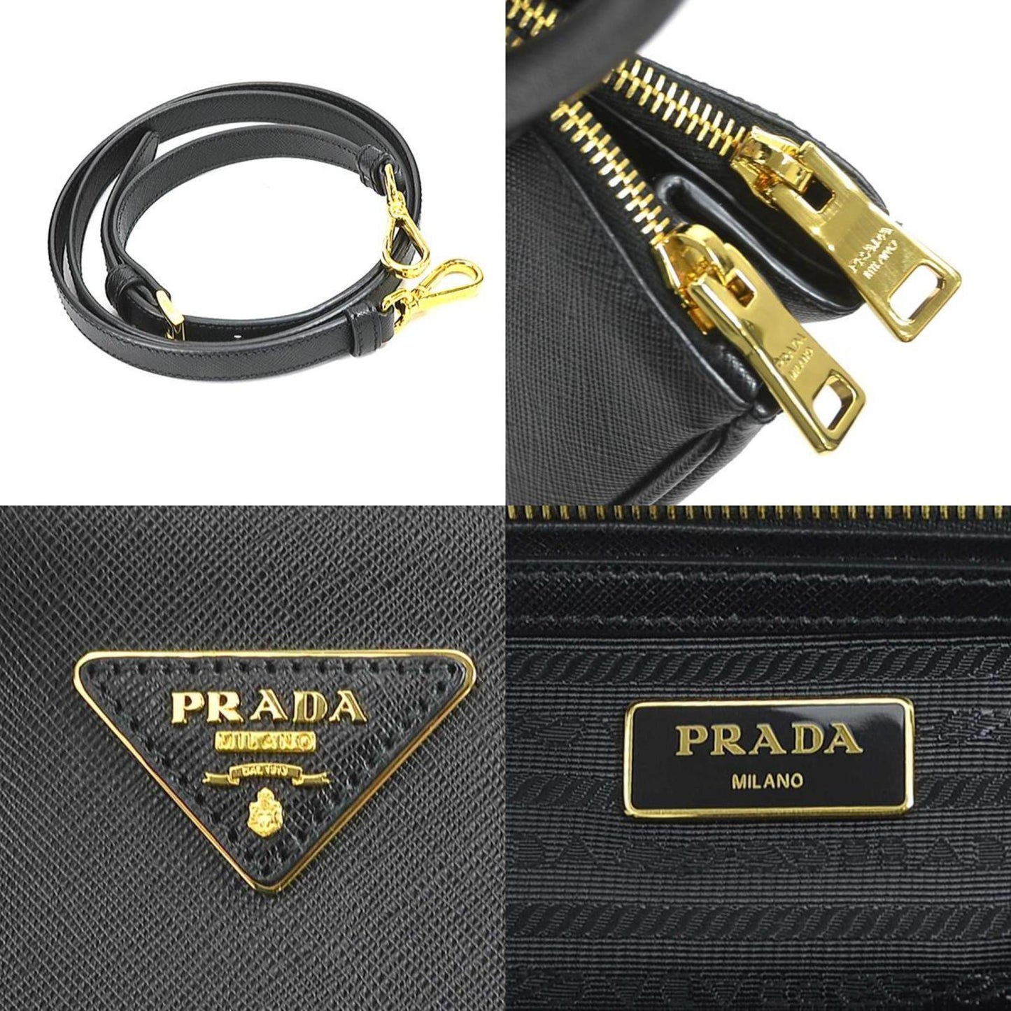 Prada handBag shoulder Bag SAFFIANO LUX calf black ladies