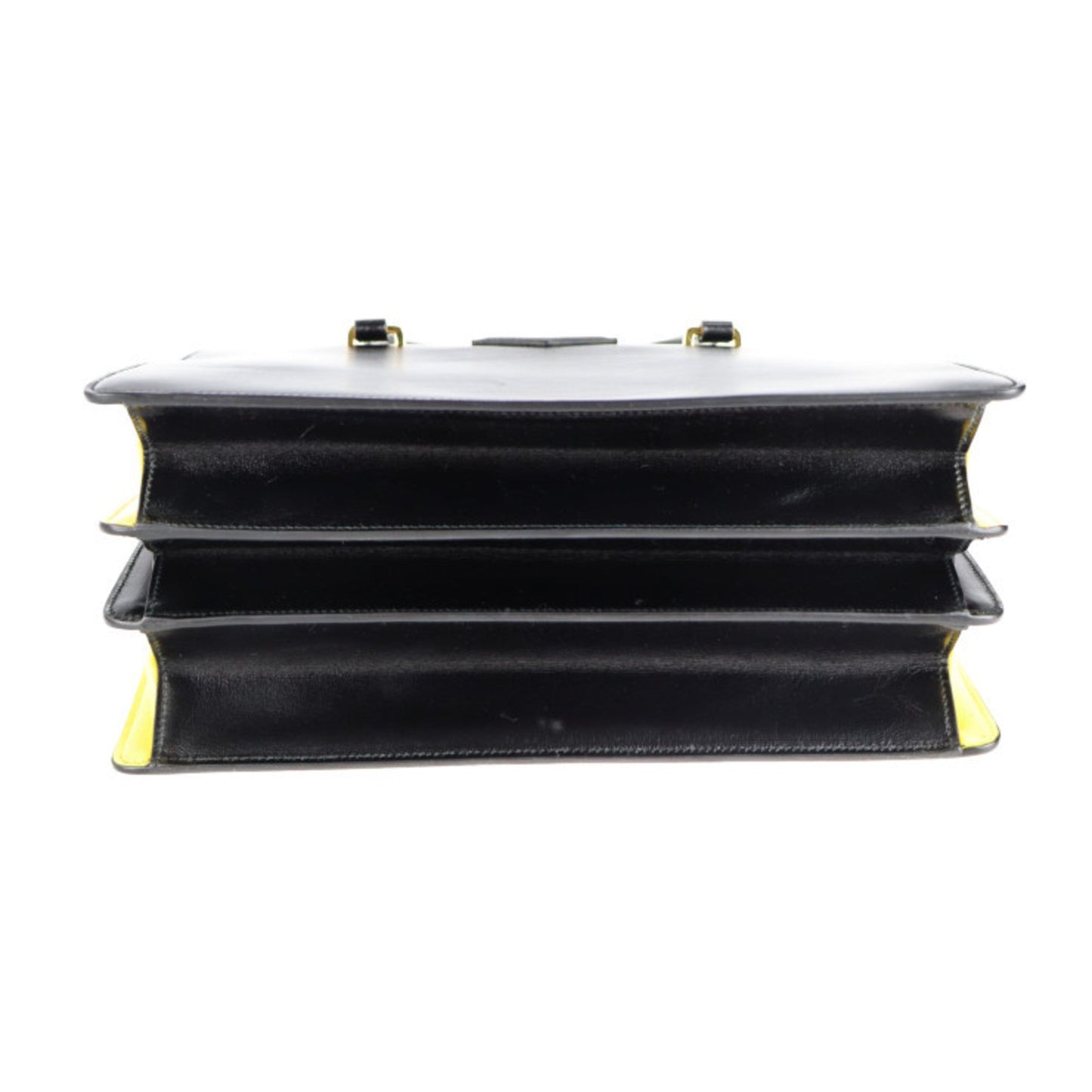 Prada turn lock handBag box calf black yellow