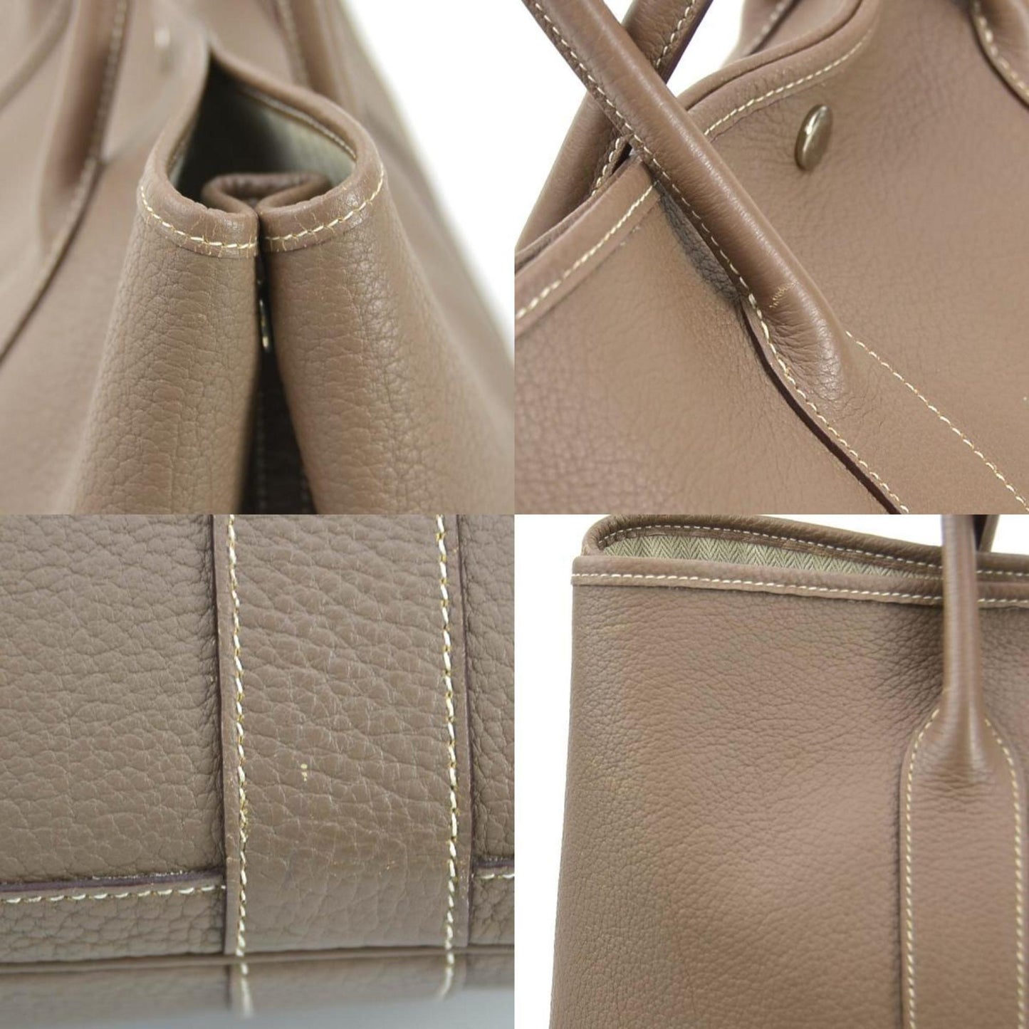 Hermes Etoupe Gray Leather Handbag Tote Bag ( )