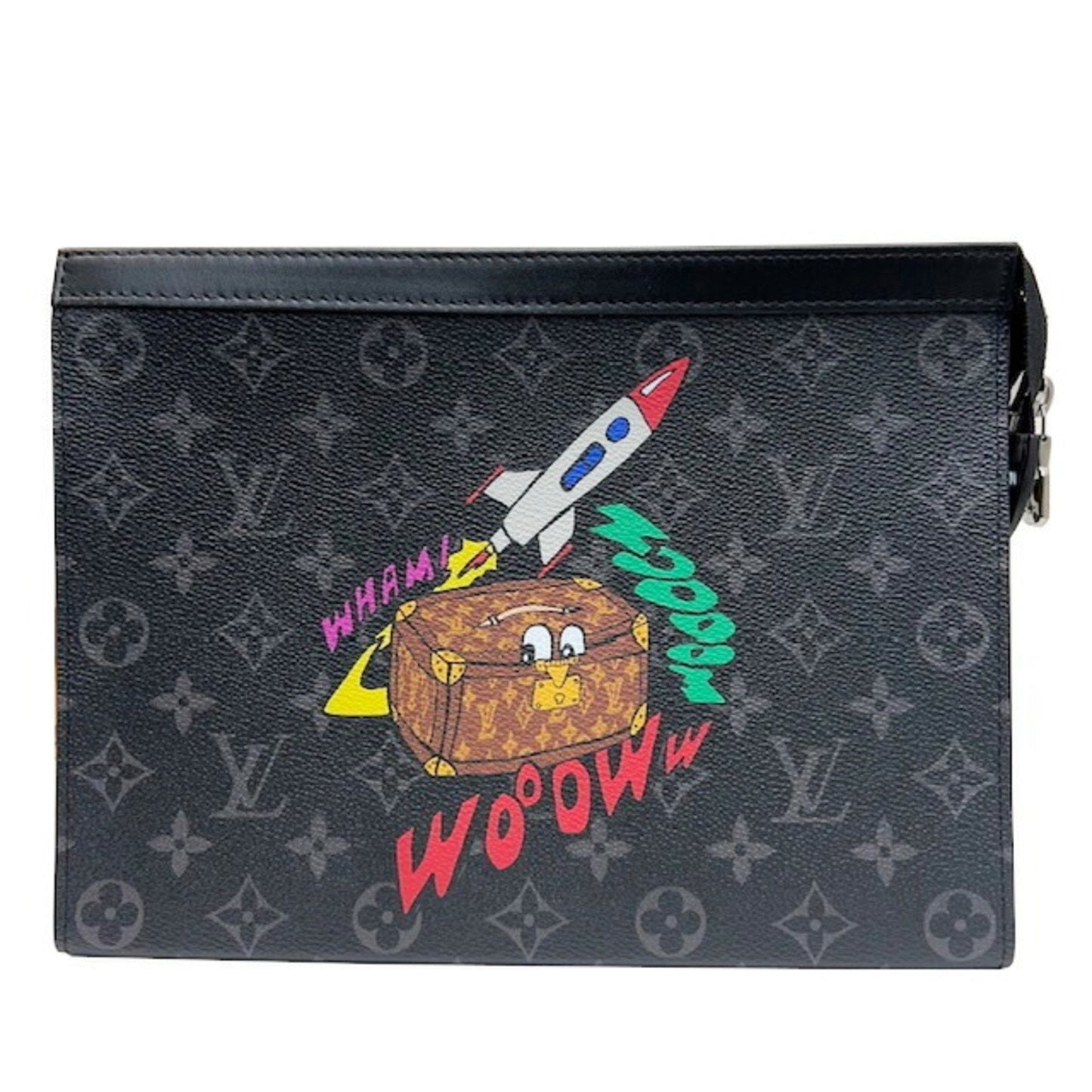 Louis Vuitton LV Pochette Voyage MM Clutch Bag Second Monogram Eclipse Men's