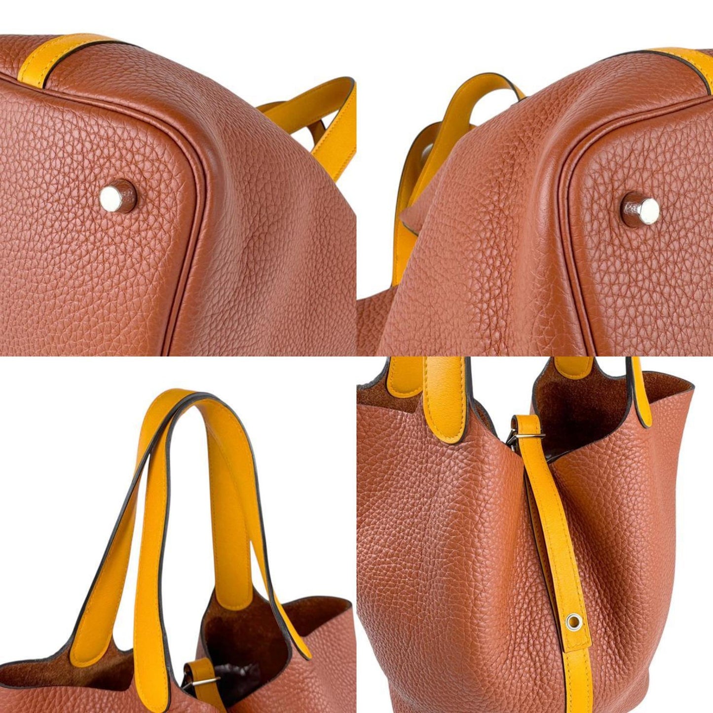 Hermes Brown Red Brown Taurillon Clemence Leather Swift Leather Handbag ( )