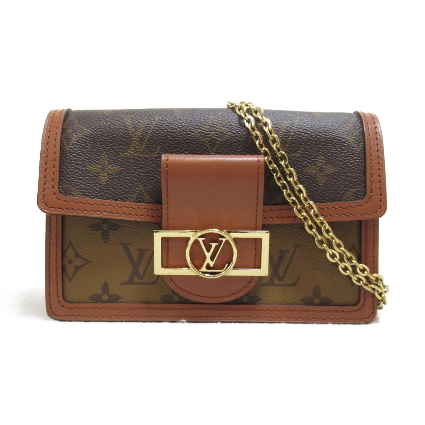 LOUIS VUITTON Portefeiulle Dauphine Shoulder Bag Brown Monogram Reverse PVC coated canvas