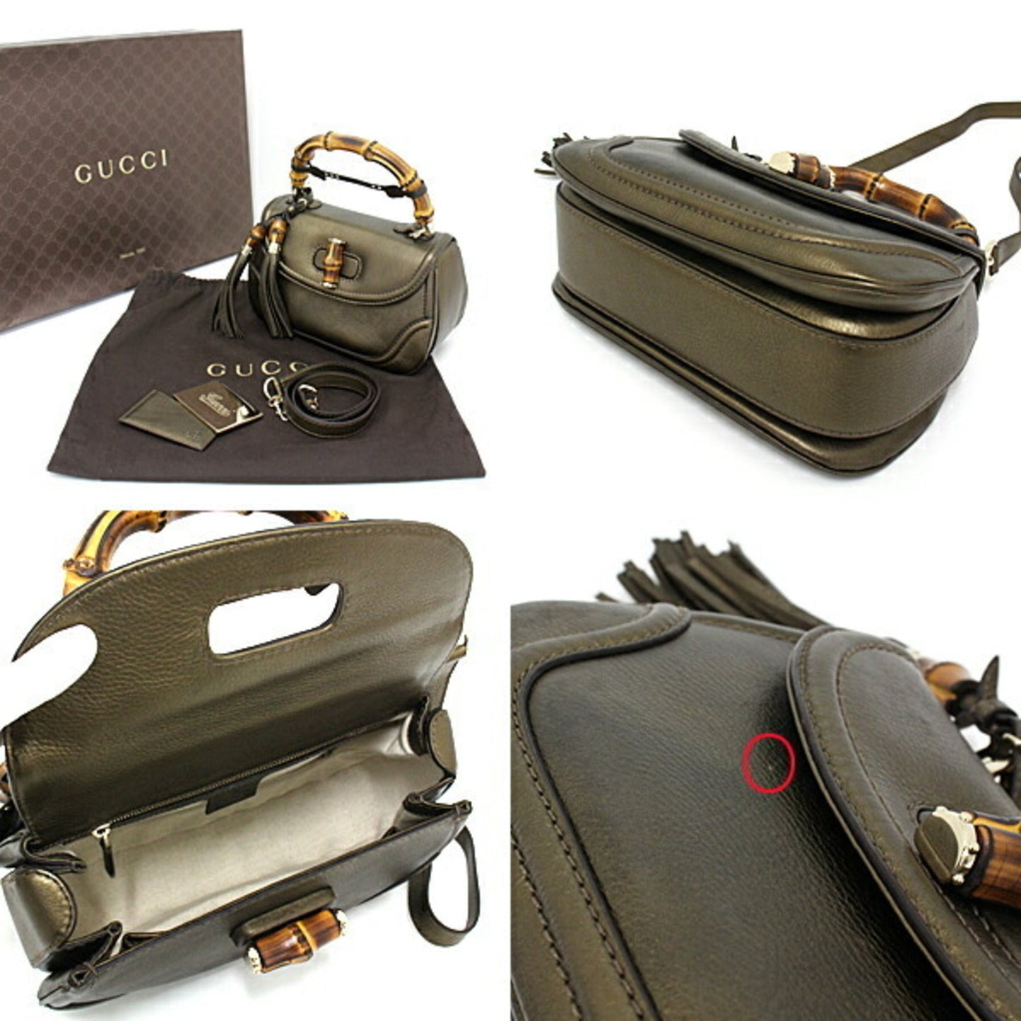 Gucci Bamboo Gold Leather Metallic Shoulder Bag