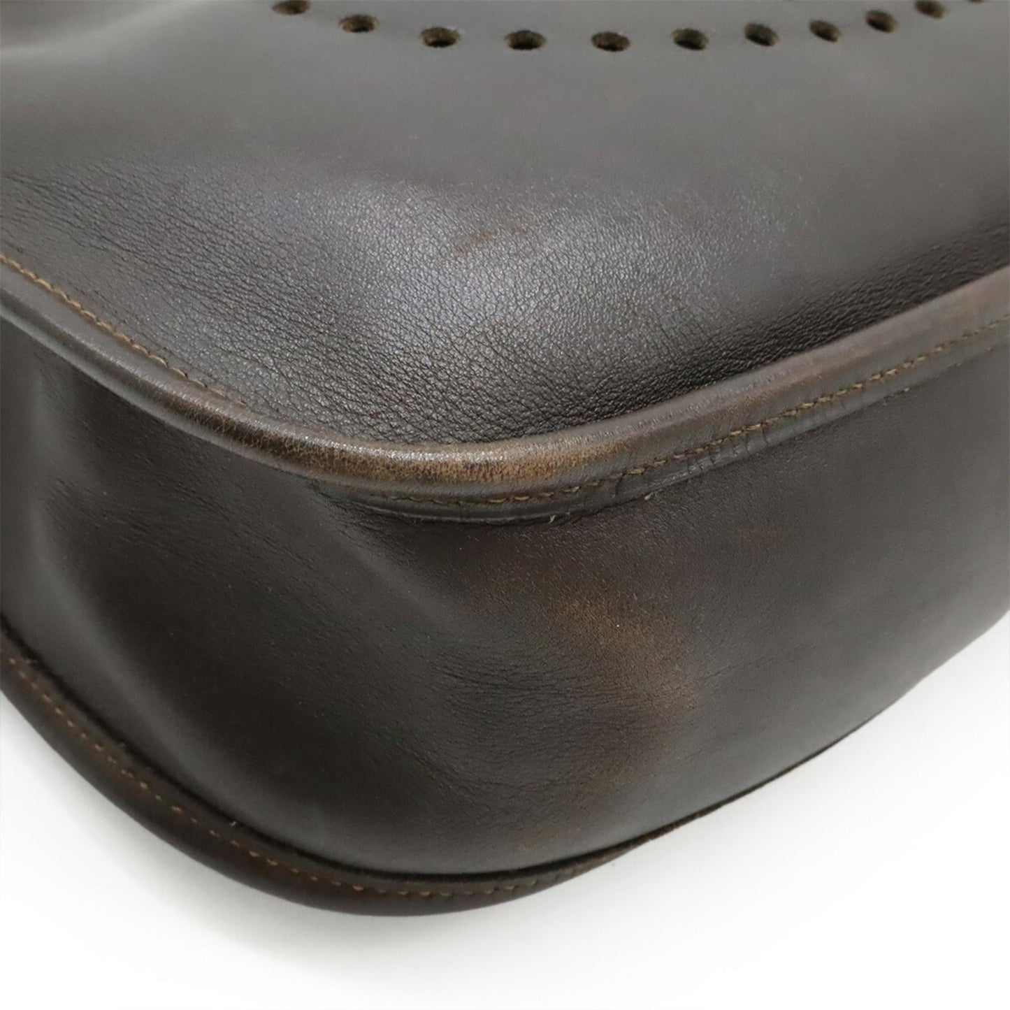 Hermes Dark Brown Evercalf Leather Shoulder Bag ( )