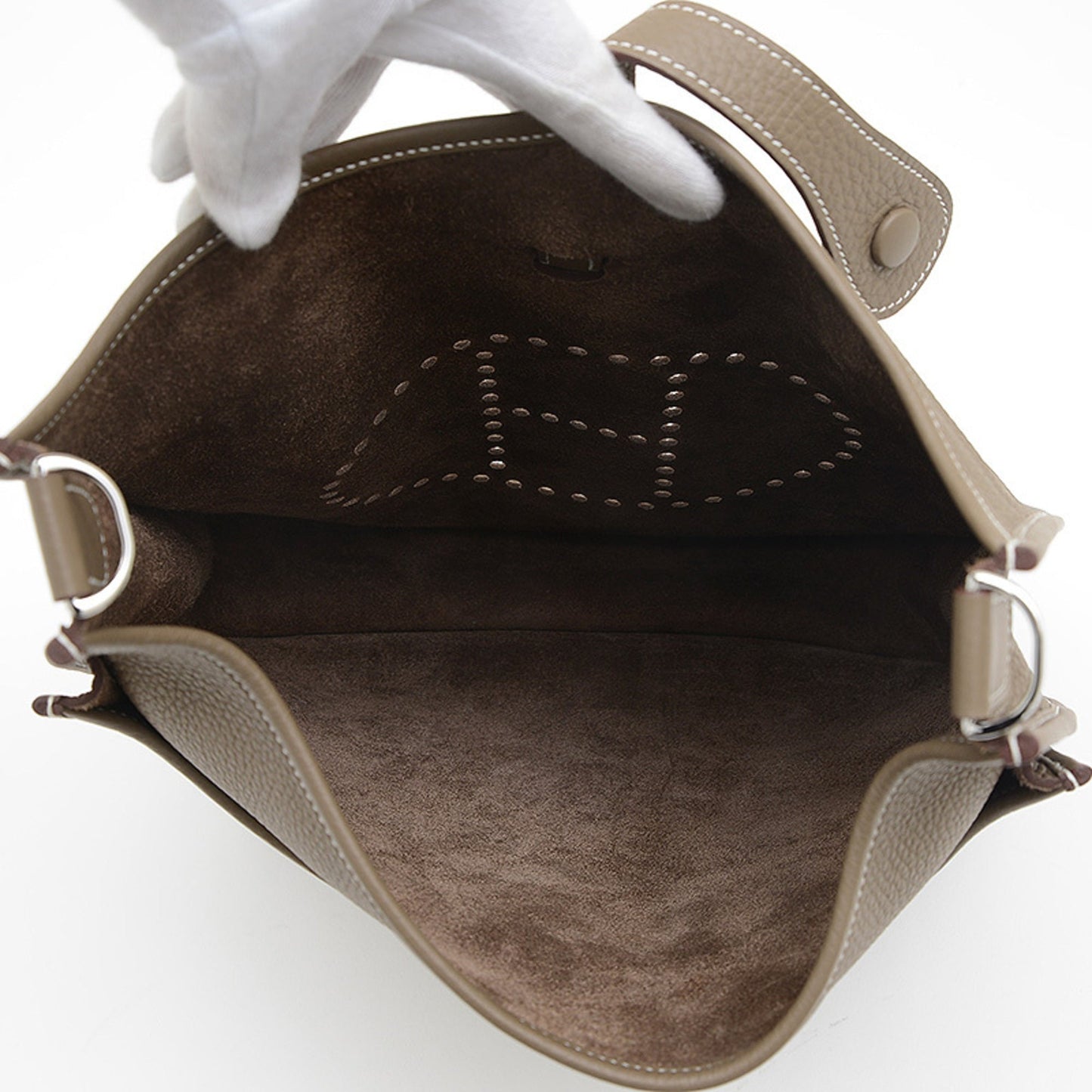 Hermes Etoupe Gray Taurillon Clemence Leather Shoulder Bag ( )