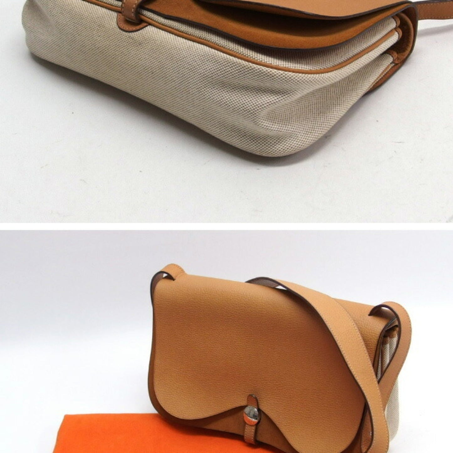 Hermes Colorado Light Beige Natural Toile H Clutch Bag Shoulder Bag ( )