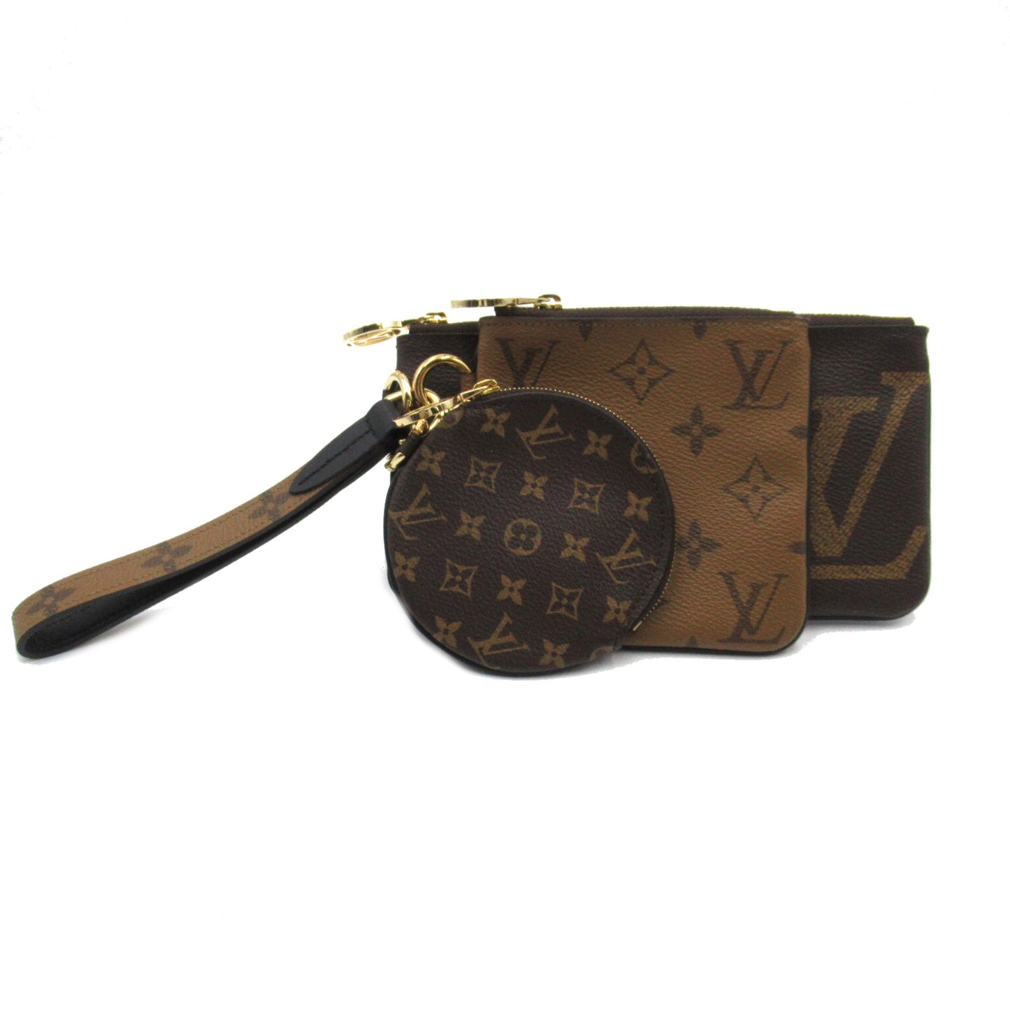 LOUIS VUITTON Pochette trio Brown Monogram / Giant Reverse PVC coated canvas Clutch