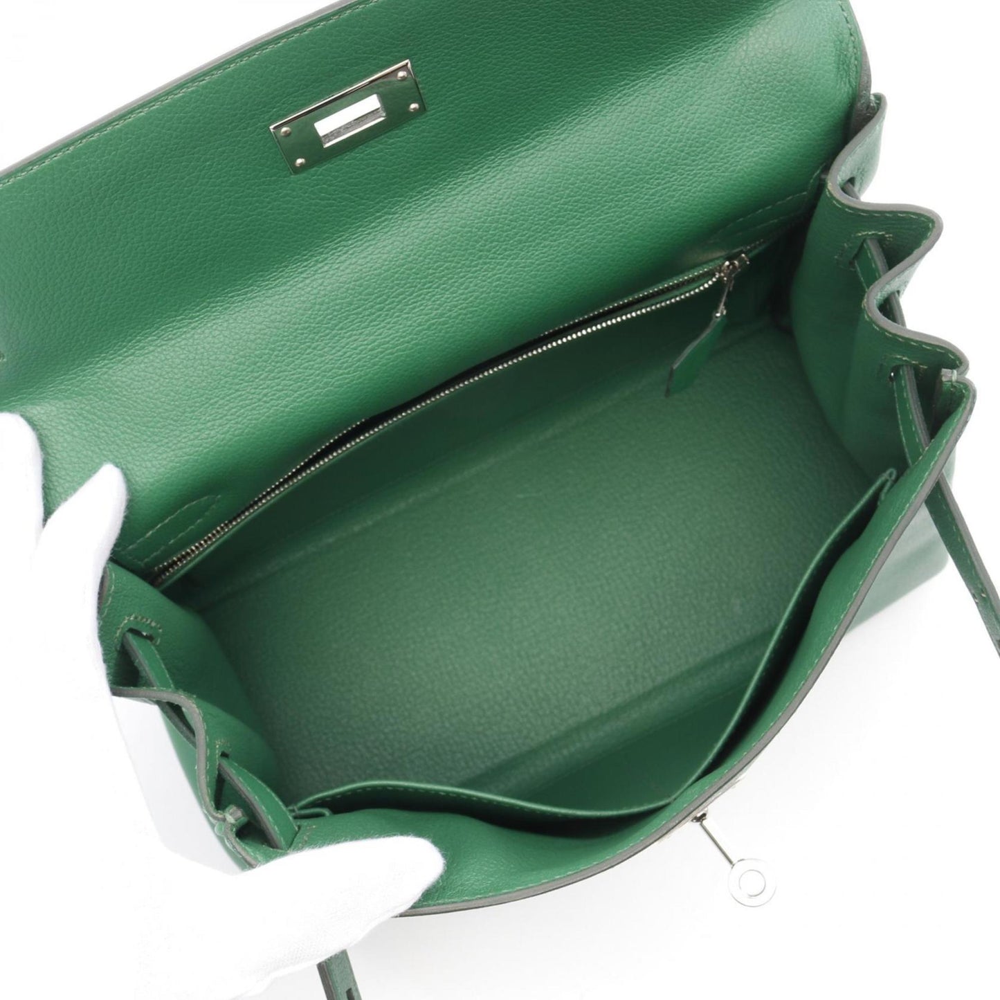 Hermes Green Evercalf Leather Handbag ( )