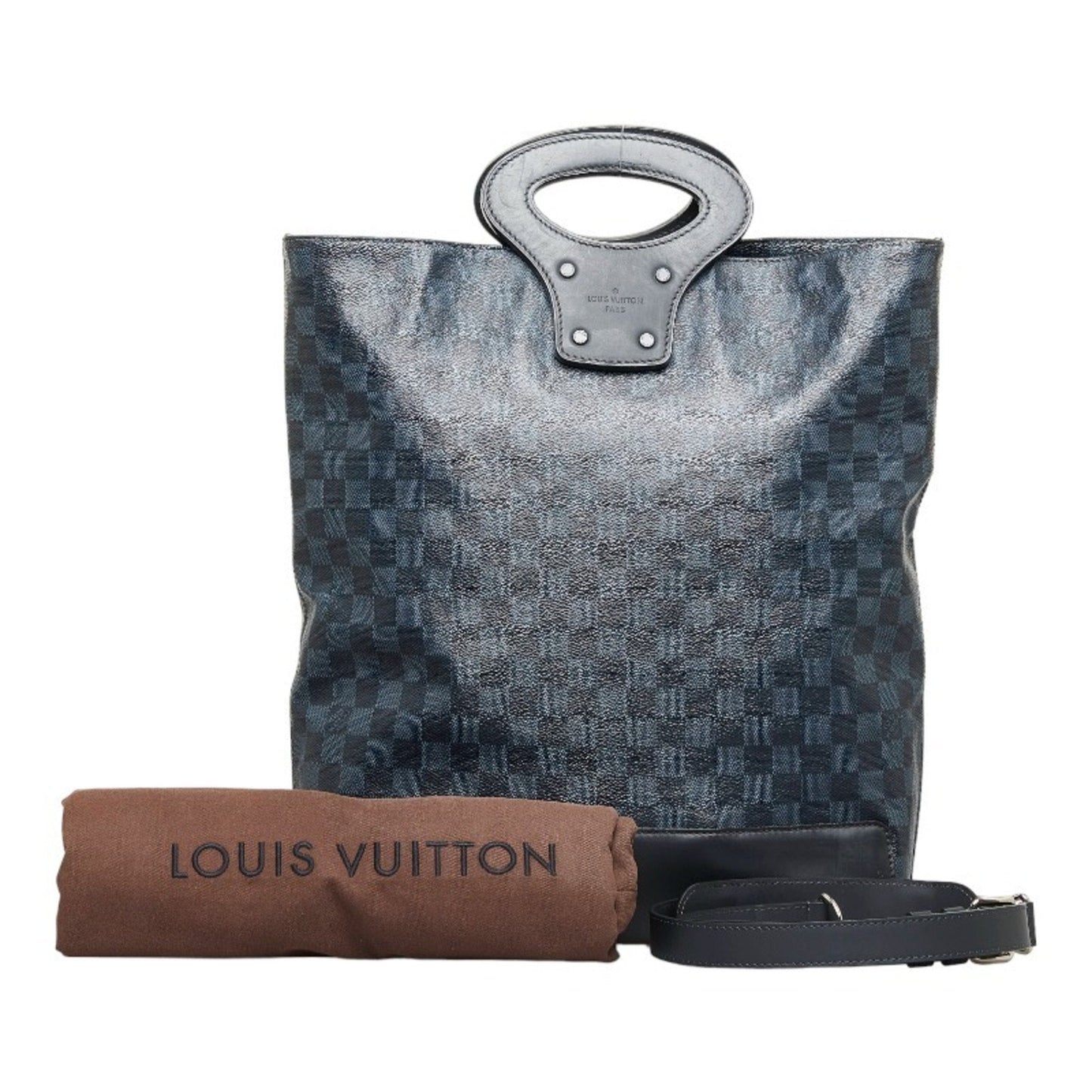 LOUIS VUITTON Damier Cobalt Tote NS Handbag Shoulder Bag Navy PVC Leather Women's