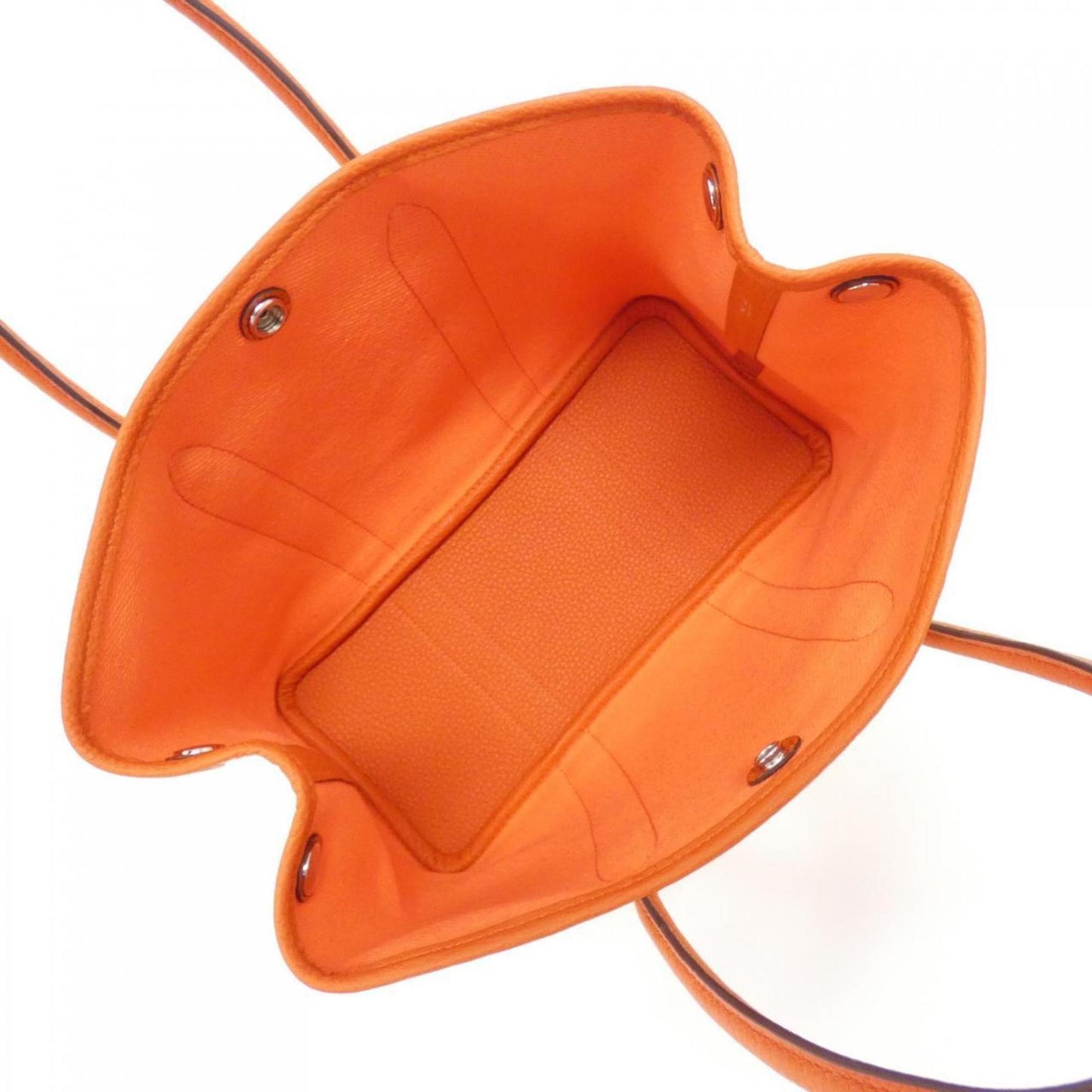 Hermes Garden Ecru Orange Poppy Toile H Negonda Leather Handbag ( )
