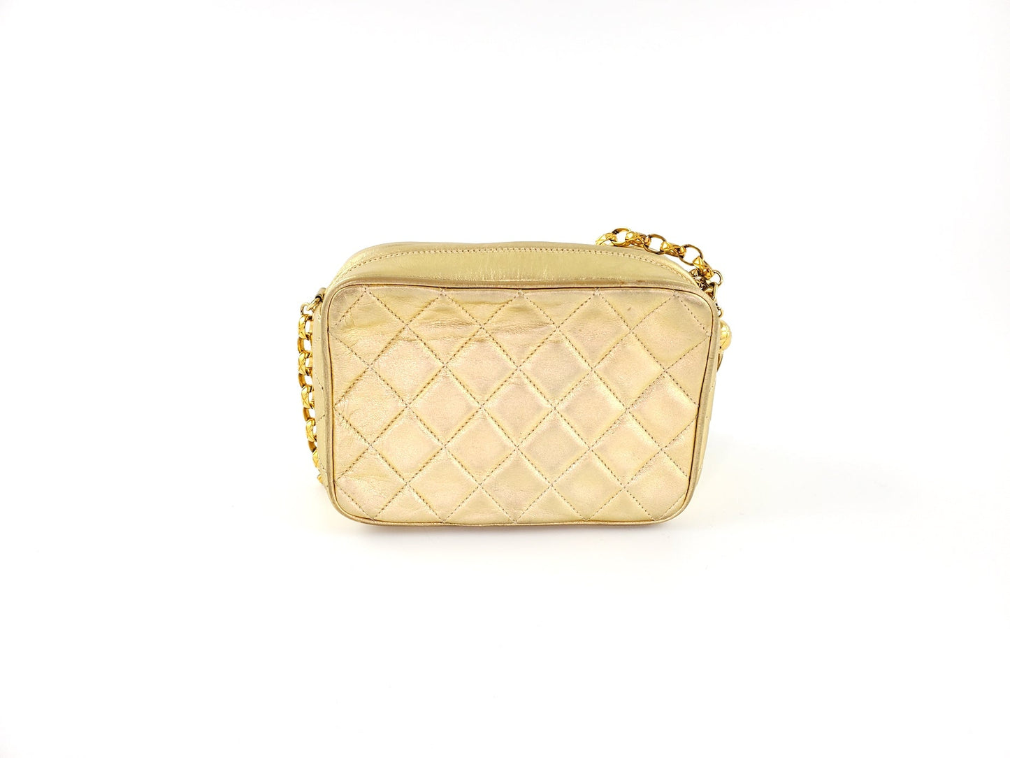 Chanel Quilted Gold CC Camera Tassel Shoulder Bag