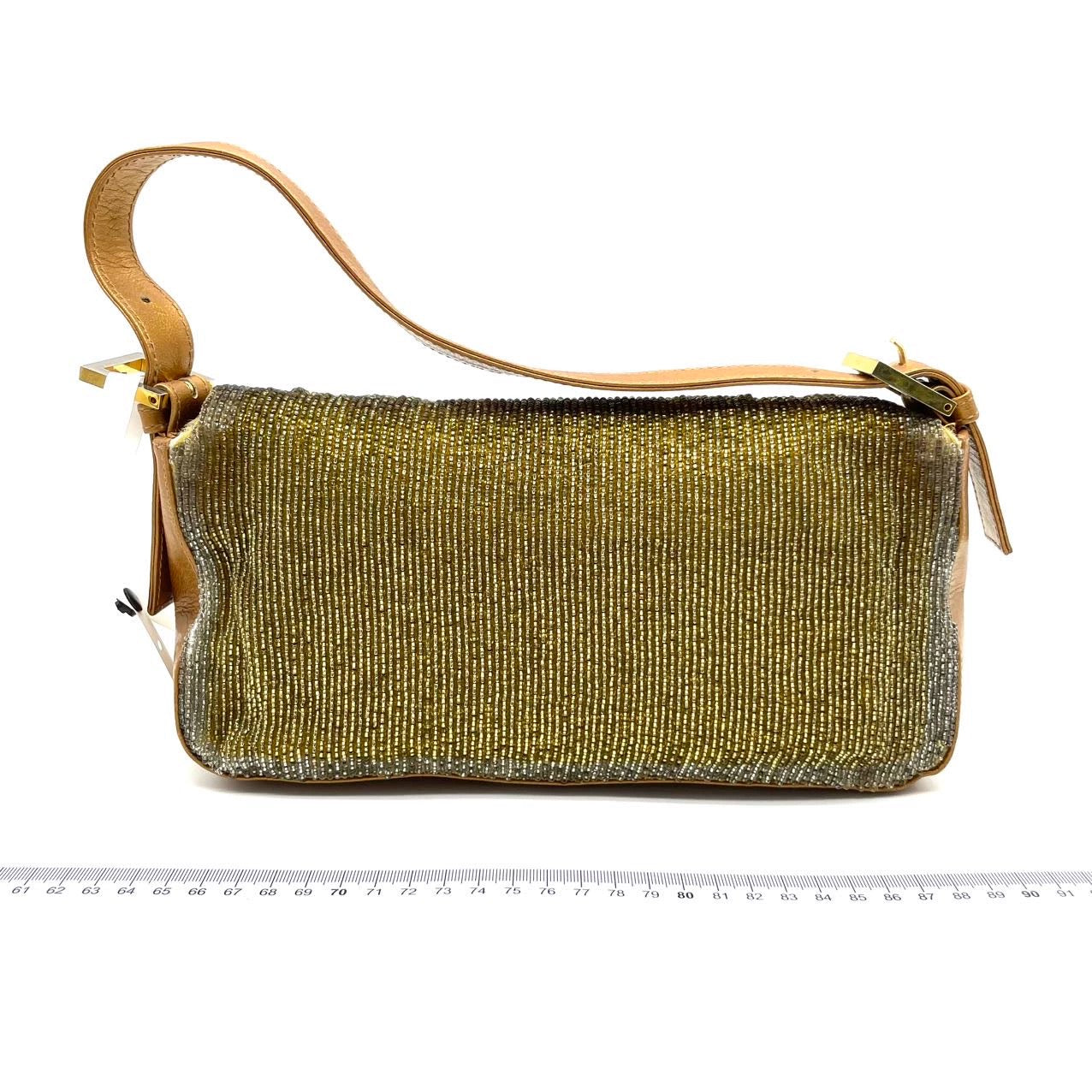 Fendi Baguette Gold beads and Gold Iridescent Leather