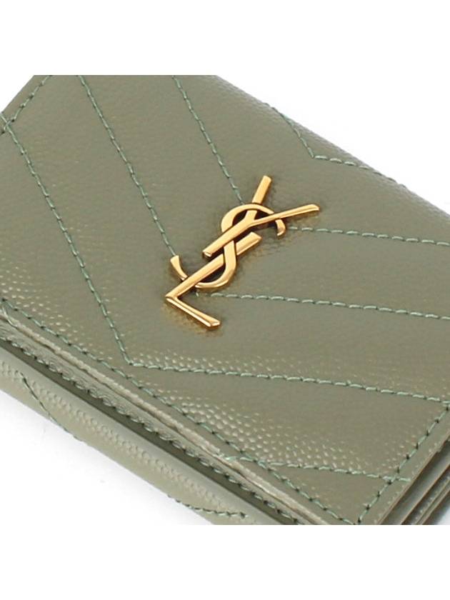 Luxury Saint Laurent Trending 2026 Monogram Quilting Leather Half Wallet Green