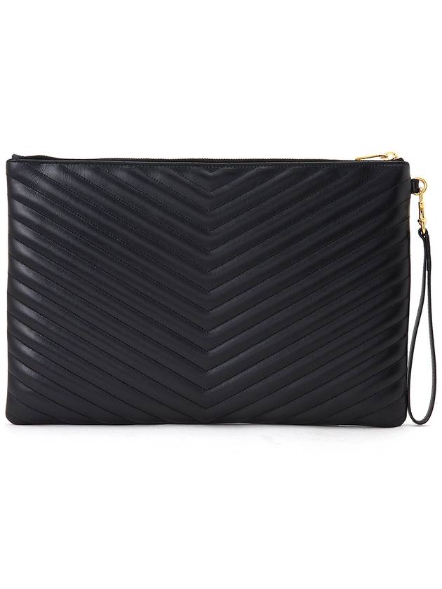 Luxury Saint Laurent Trending 2026 Matelasse Leather Document Holder Black