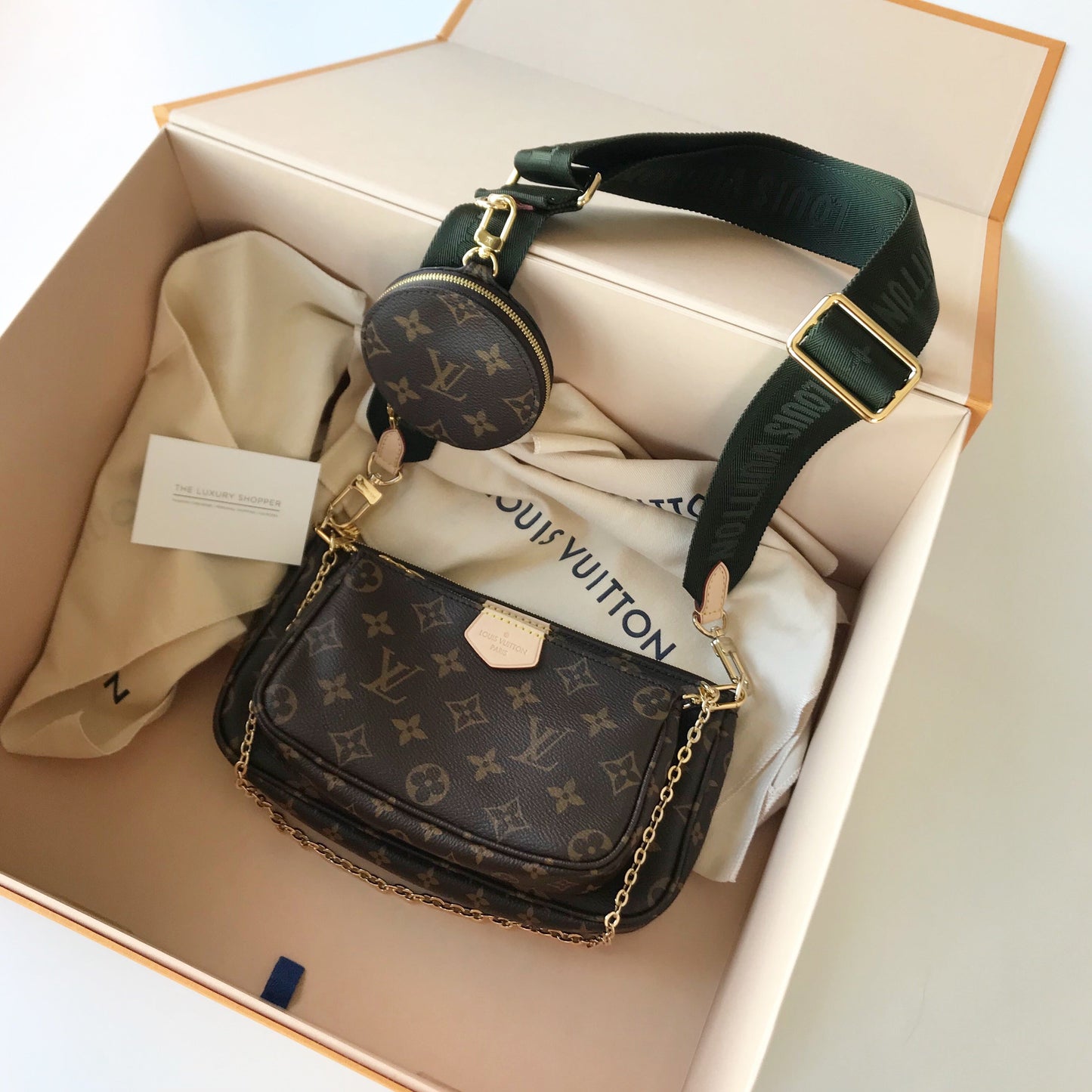 Louis Vuitton Multi Pochette Accessoires Khaki Clutch