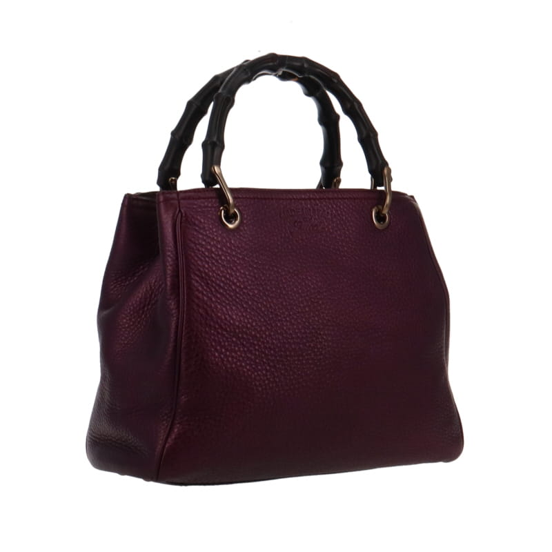 Gucci Bamboo Purple Leather Metallic Tote