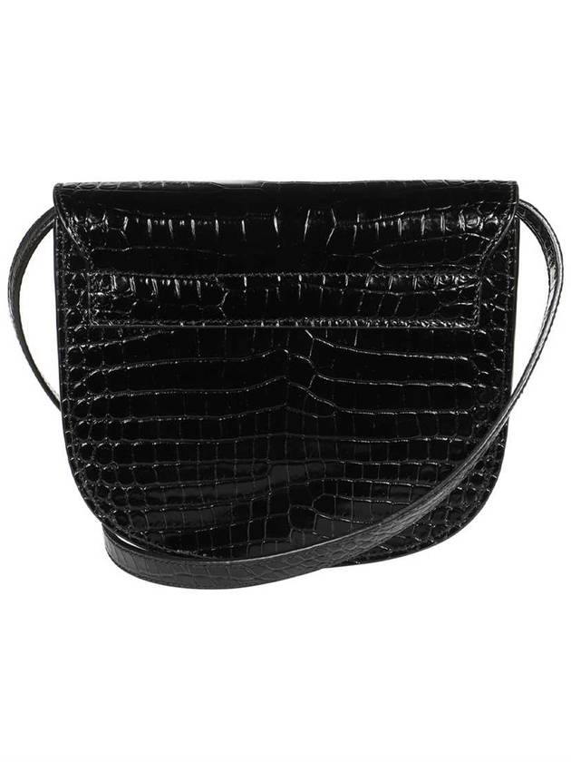 Luxury Saint Laurent Trending 2025 Kaia Shiny Crocodile-Embossed Leather Small Shoulder Bag Black