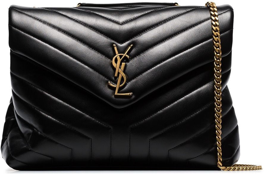 Luxury Saint Laurent Trending 2025 Women's Loulou Logo Plaque Shoulder Bag in Nero/Nero |
