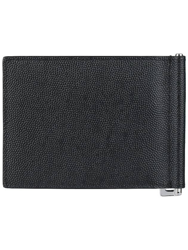 Luxury Saint Laurent Trending 2026 Textured Classic Leather Money Clip Half Wallet Black