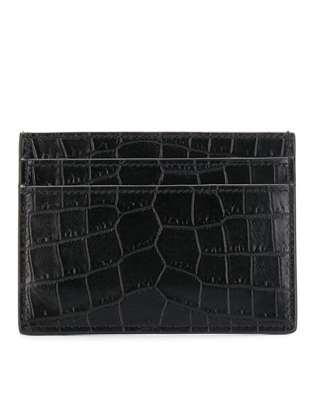 Luxury Saint Laurent Trending 2026 Monogram Logo Crocodile Card Wallet Black