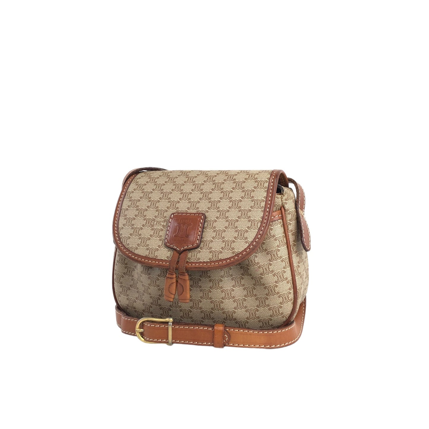 CELINE Macadam Tassel Shoulder bag Beige fiyr3c