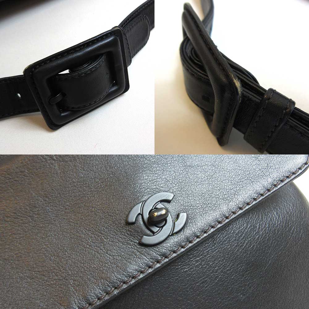 Chanel Leather Waist Pouch Black Classic Flap