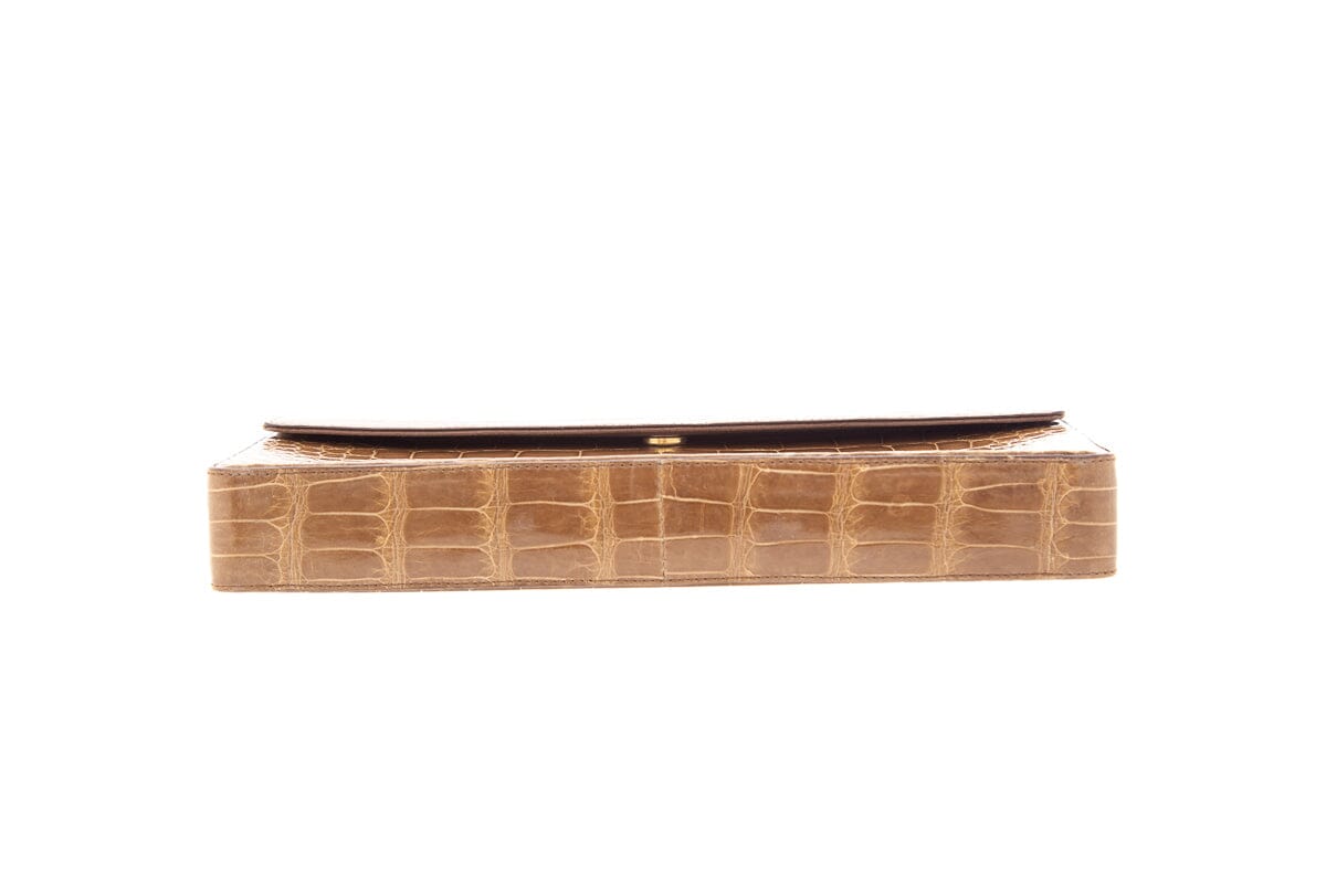 Prada Brown Embossed Box Clutch