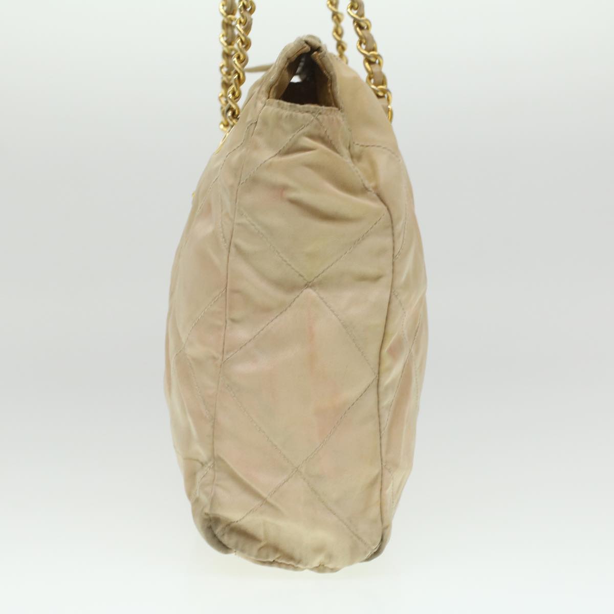 Prada Chain Shoulder Bag Nylon Beige