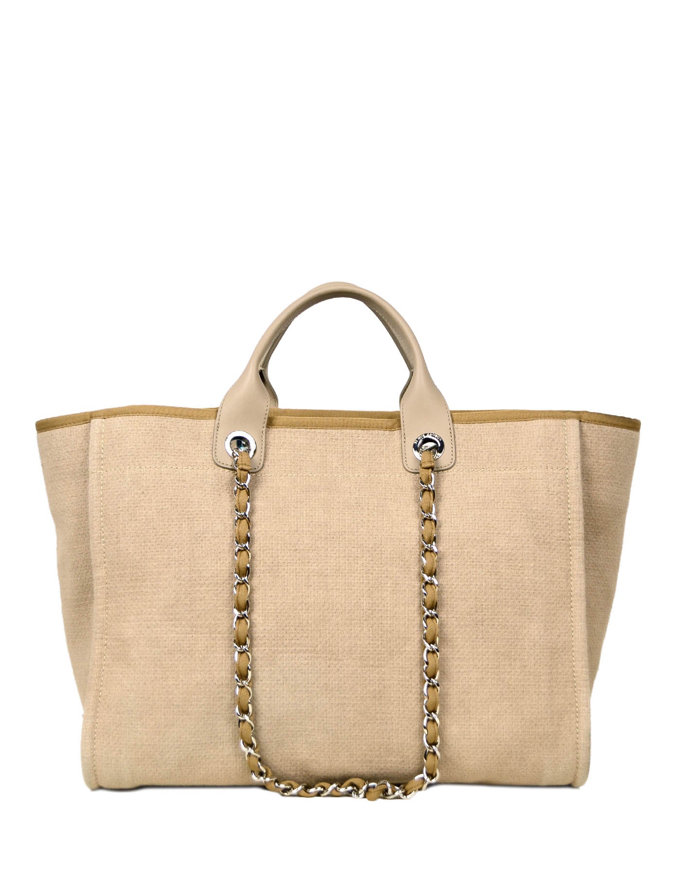 Chanel Ecru Beige Canvas Medium Deauville Tote Bag