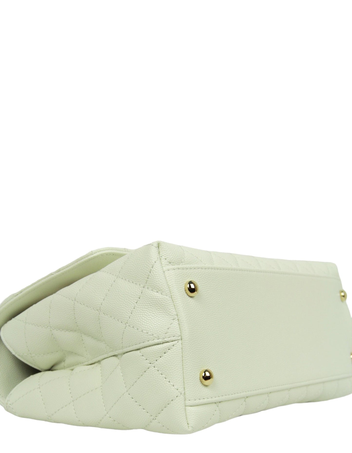 Chanel White Caviar Small Coco Handle Flap Bag