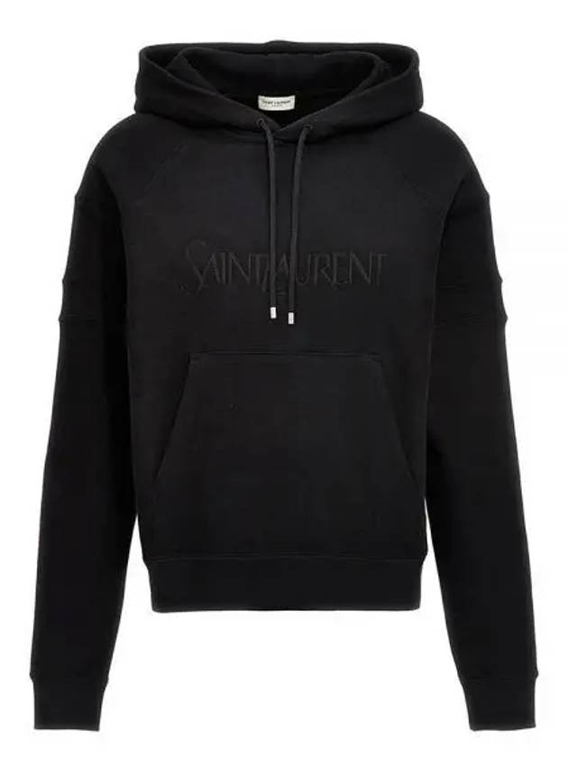 Luxury Saint Laurent Trending 2026 Front Logo Cotton Hoodie Black