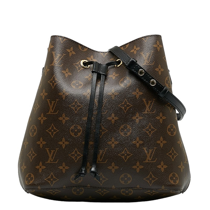 Louis Vuitton Monogram Neonoe Handbag Brown Noir Black PVC Leather Louis Vuitton