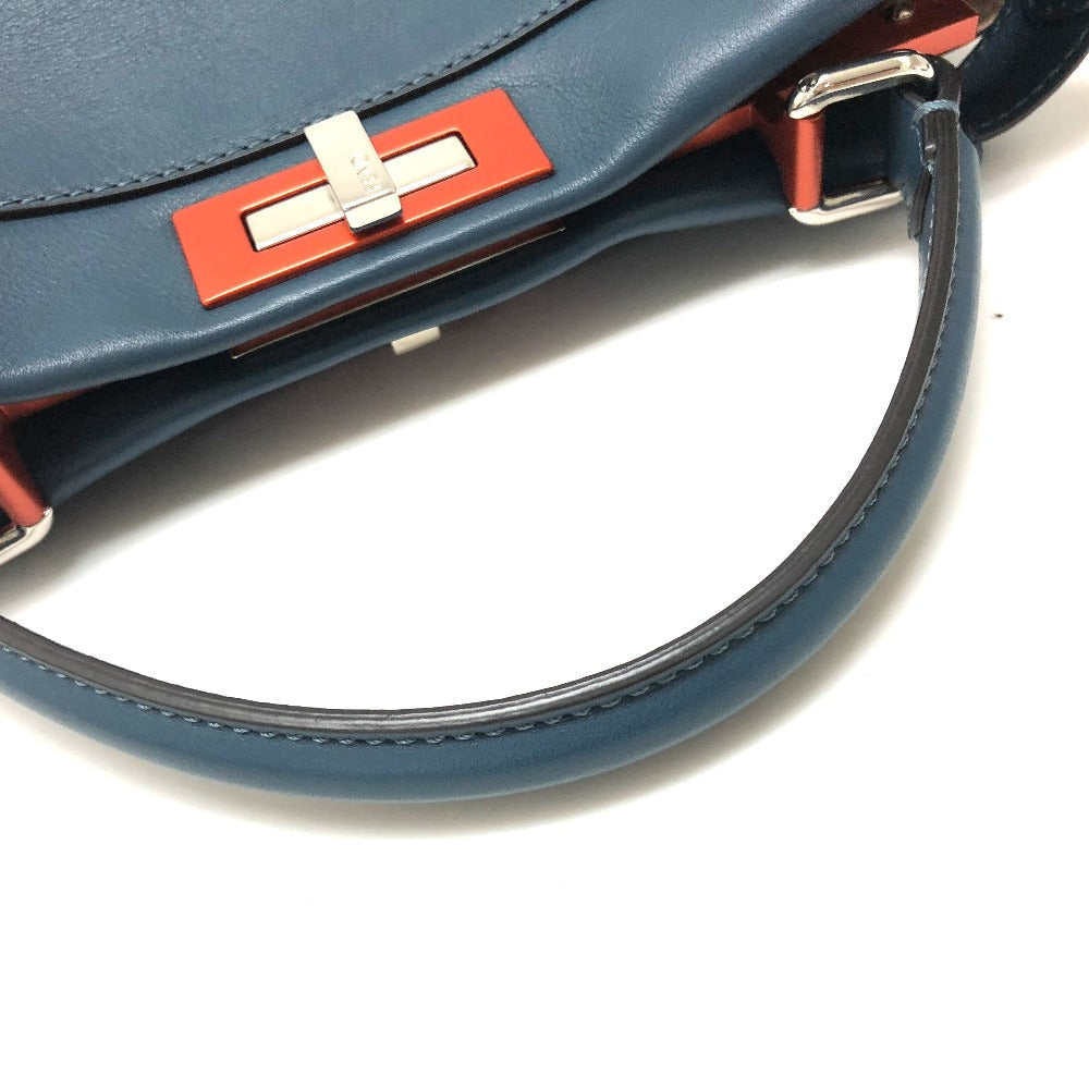 FENDI Handbag 8BN290 leather blue Peek-a-boo regular