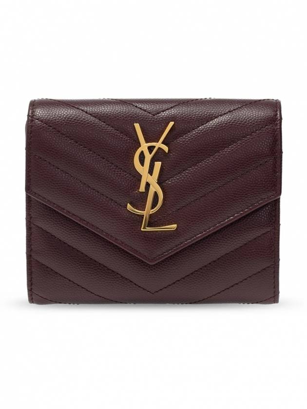 Luxury Saint Laurent Trending 2026 Matelasse Monogram Quilting Flap Half Wallet Red