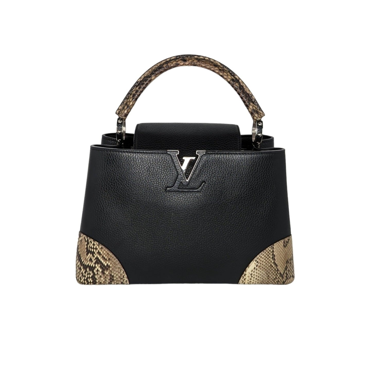 Louis Vuitton Taurillon Python Trim Capucines MM Satchel Handbag