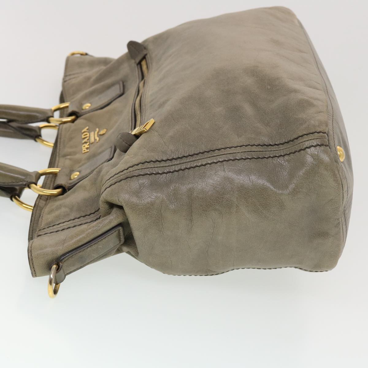 Prada Hand Bag Leather 2way Gray