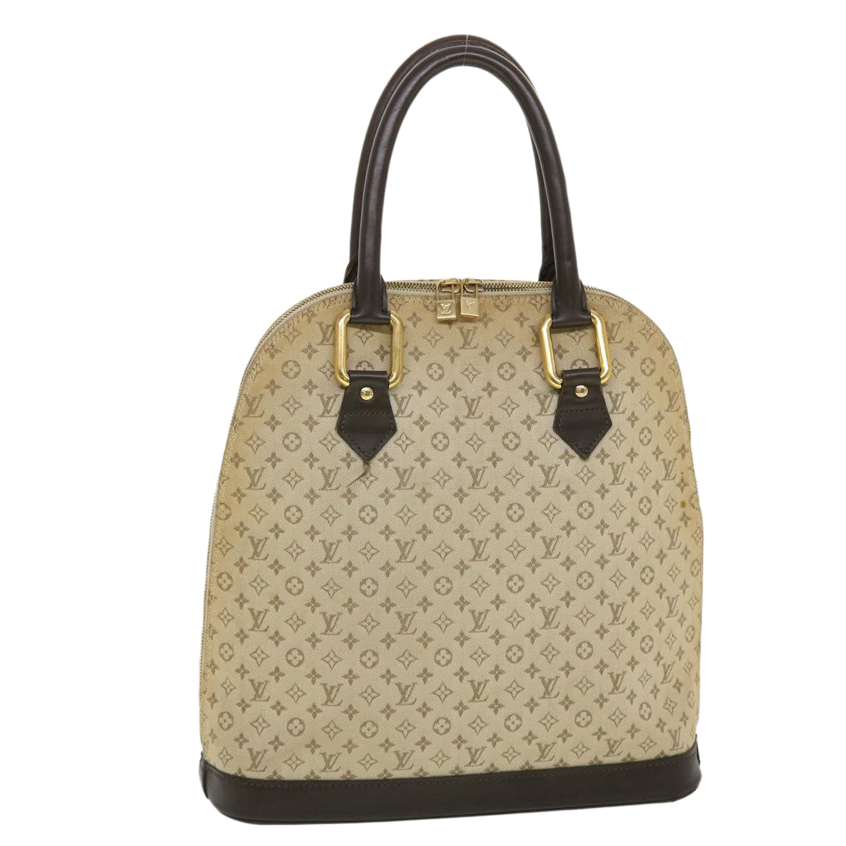 Louis Vuitton Monogram Mini Alma Haut Hand Bag Khaki LV Auth