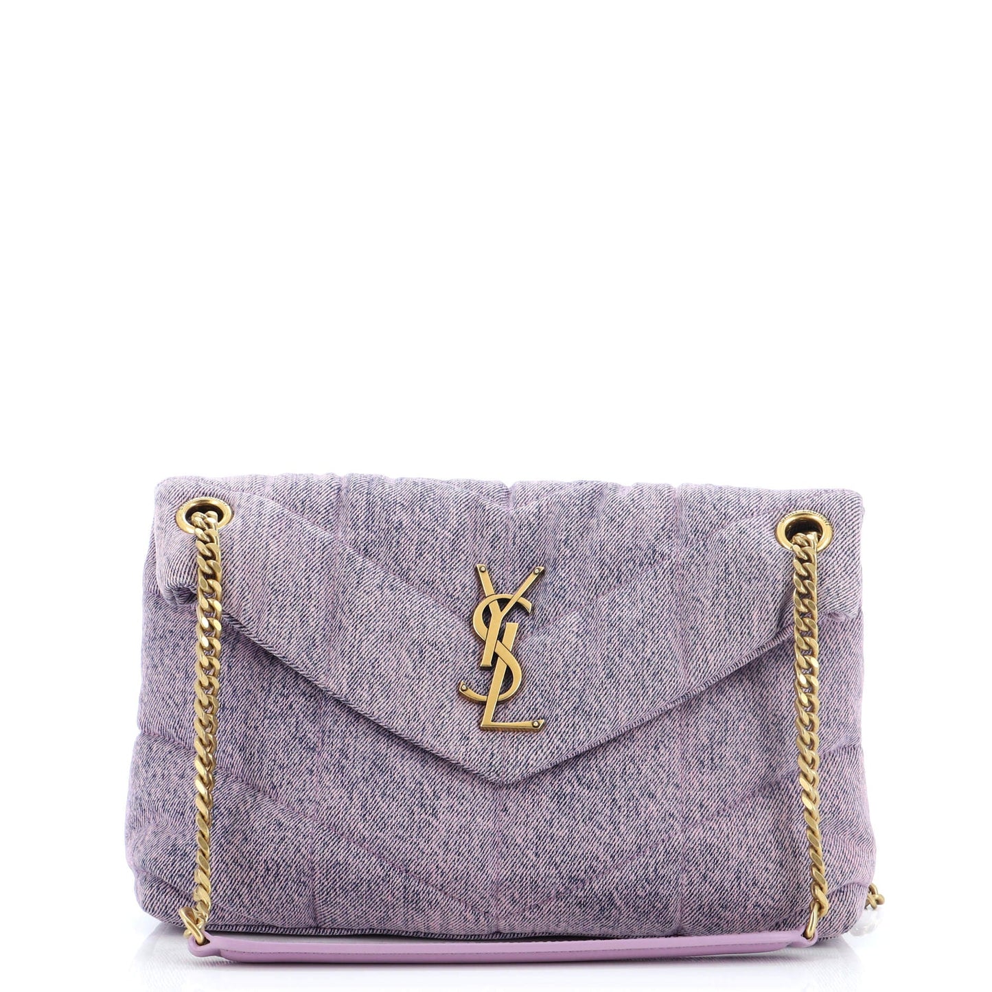 Luxury Saint Laurent Trending 2026 Loulou Puffer Shoulder Bag Quilted Vintage Denim Small