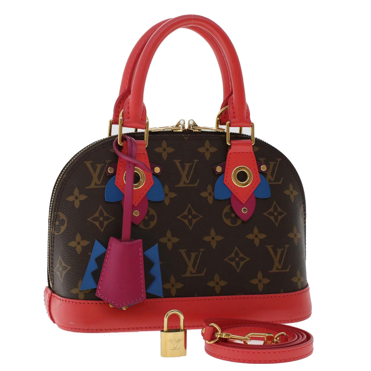 LOUIS VUITTON Monogram Totem Alma BB Hand Bag Red LV Auth 49551A