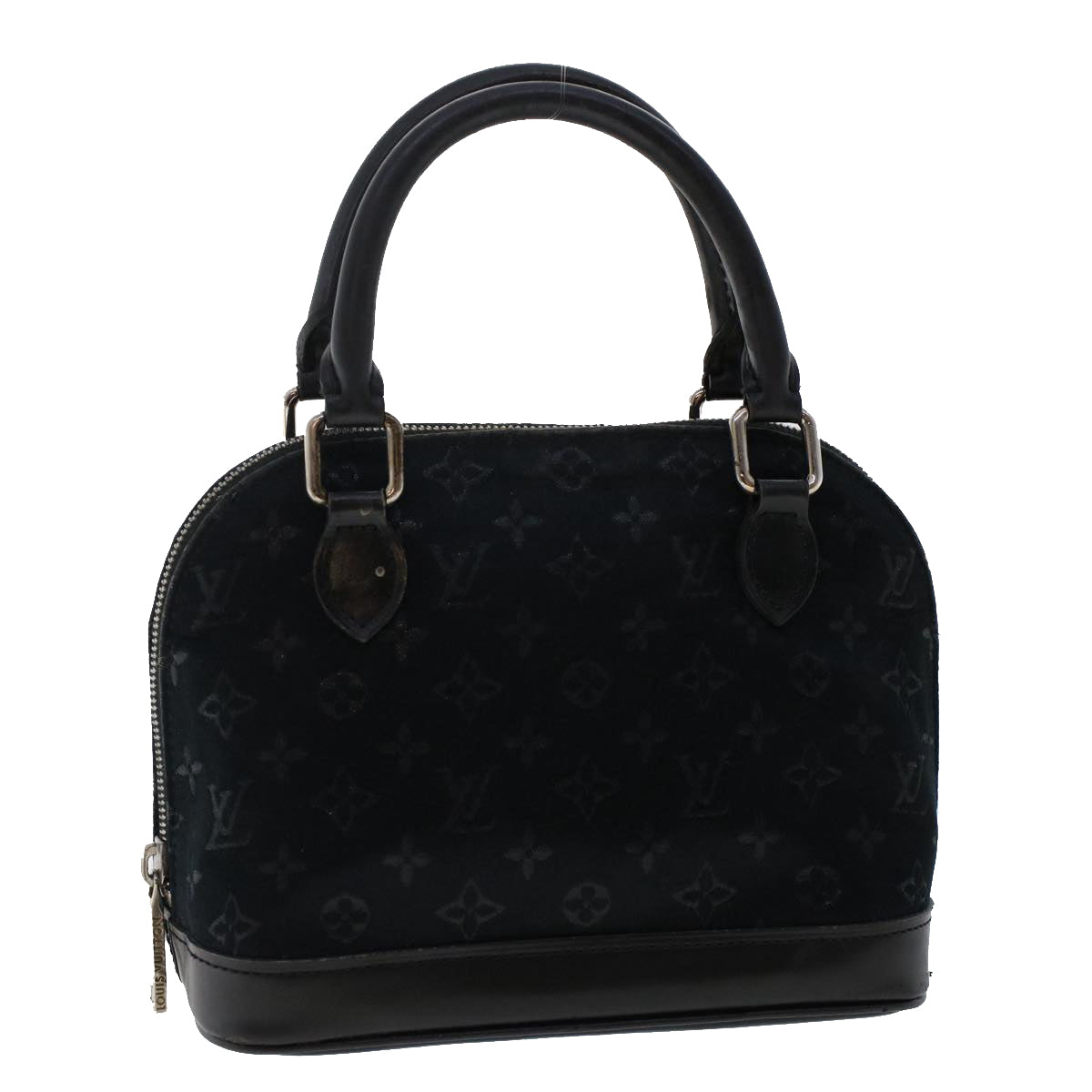 LOUIS VUITTON Monogram Satin Little Alma Hand Bag Black LV Auth