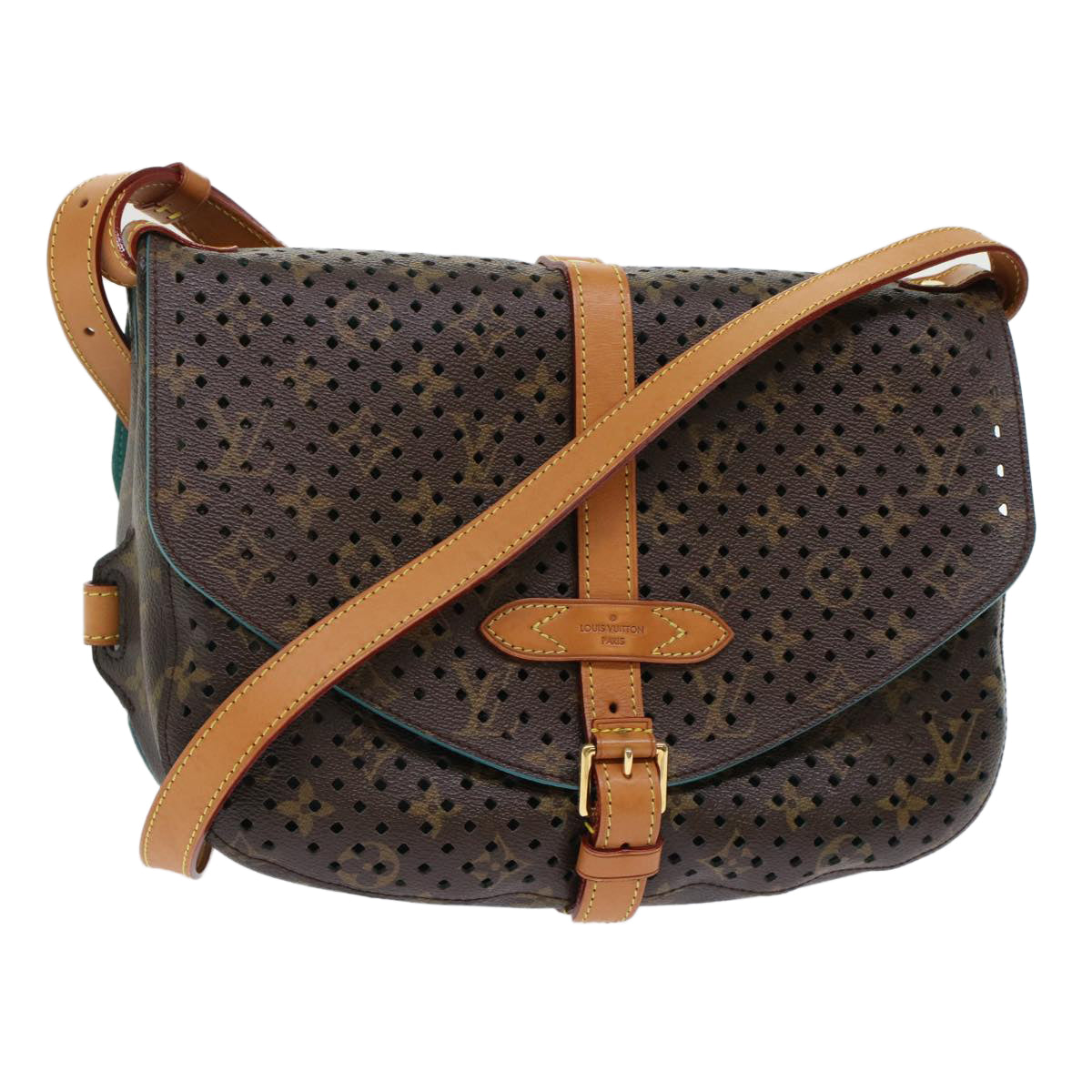 LOUIS VUITTON Monogram Perfo Saumur 30 Shoulder Bag LV Auth 49620A