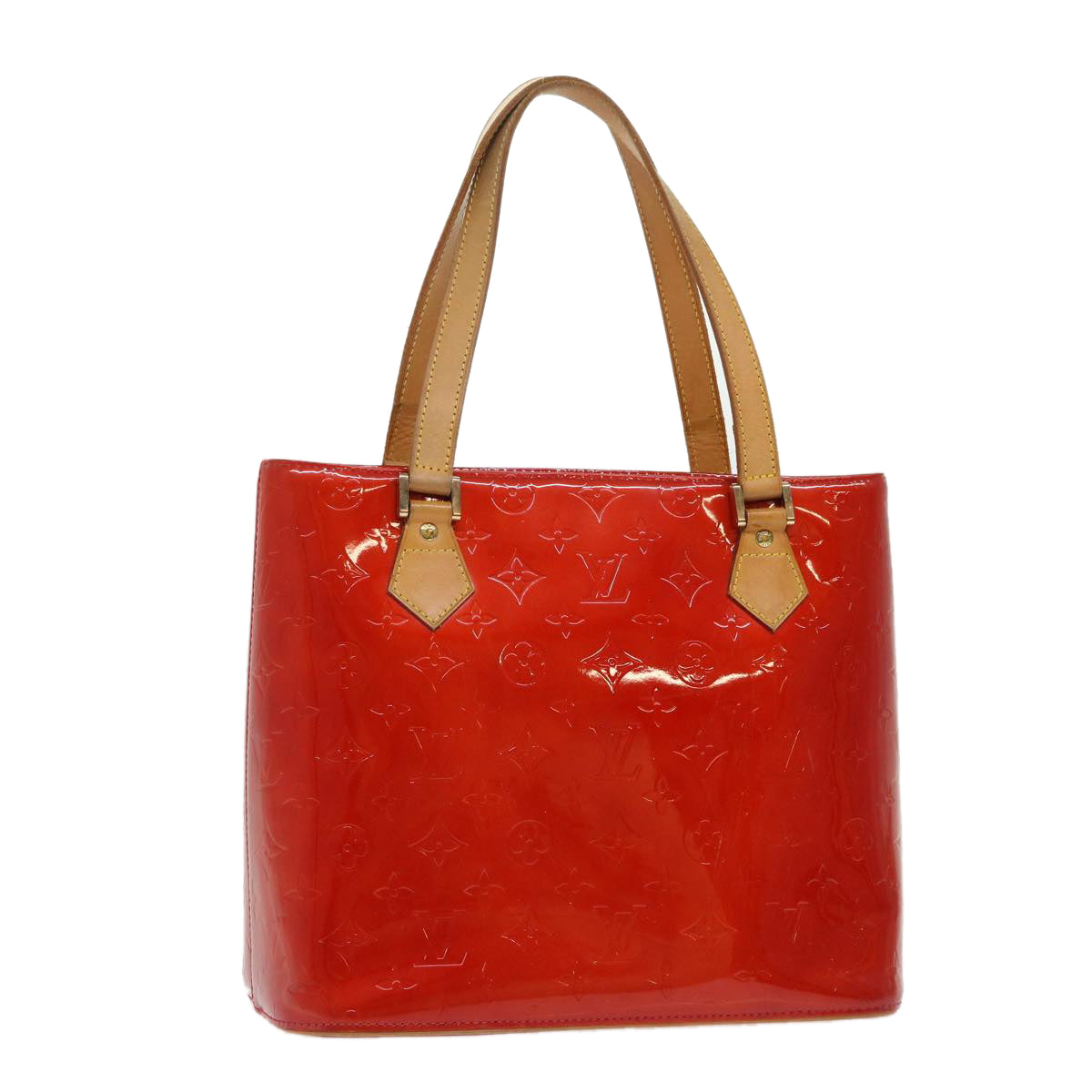 LOUIS VUITTON Monogram Vernis Houston Hand Bag Red LV Auth