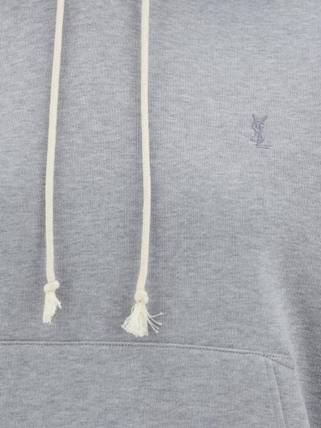 Luxury Saint Laurent Trending 2026 Cassandre Organic Cotton Hoodie Grey