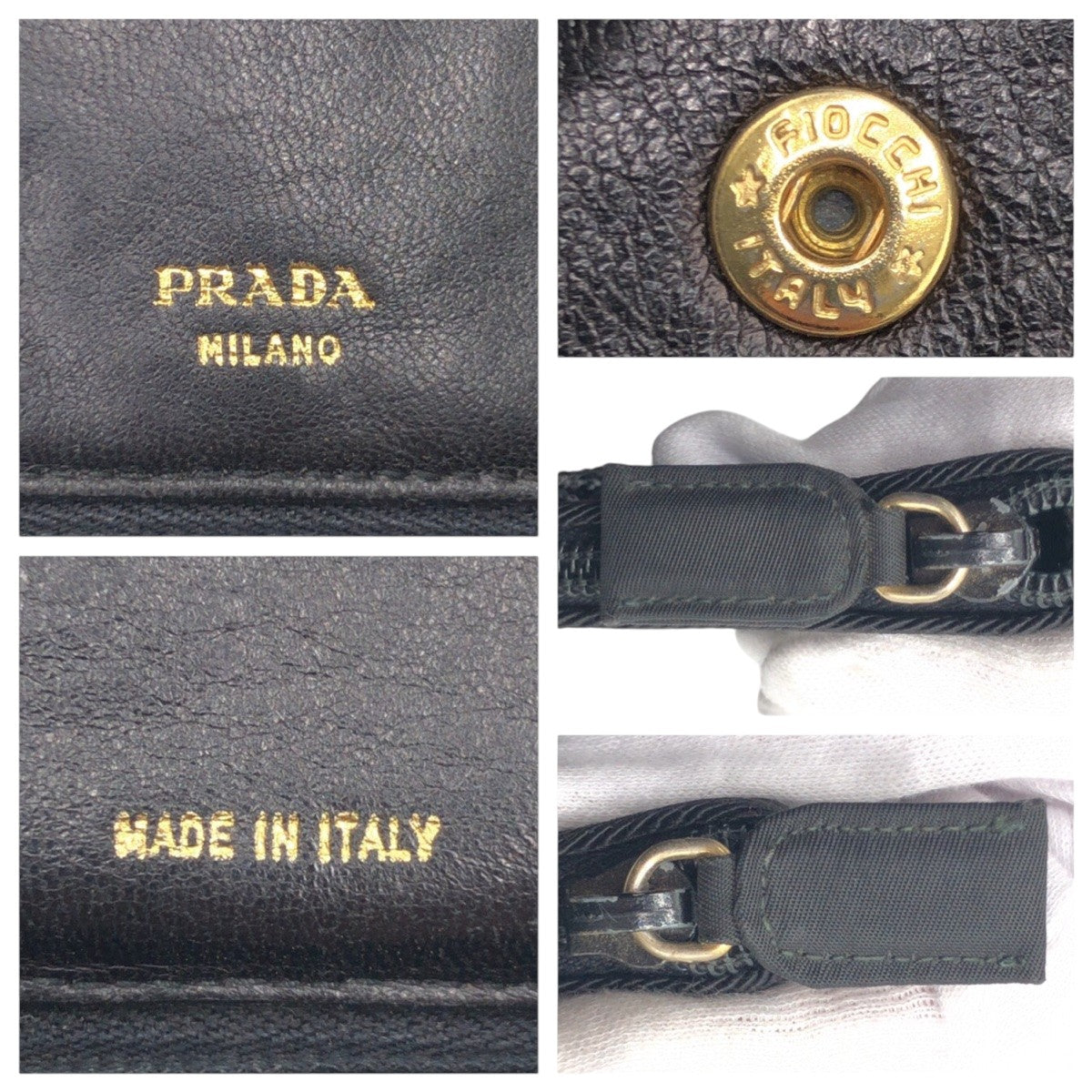 PRADA Bifold Wallet Nylon Black black Bifold Wallet Compact Wallet Women(Unisex)