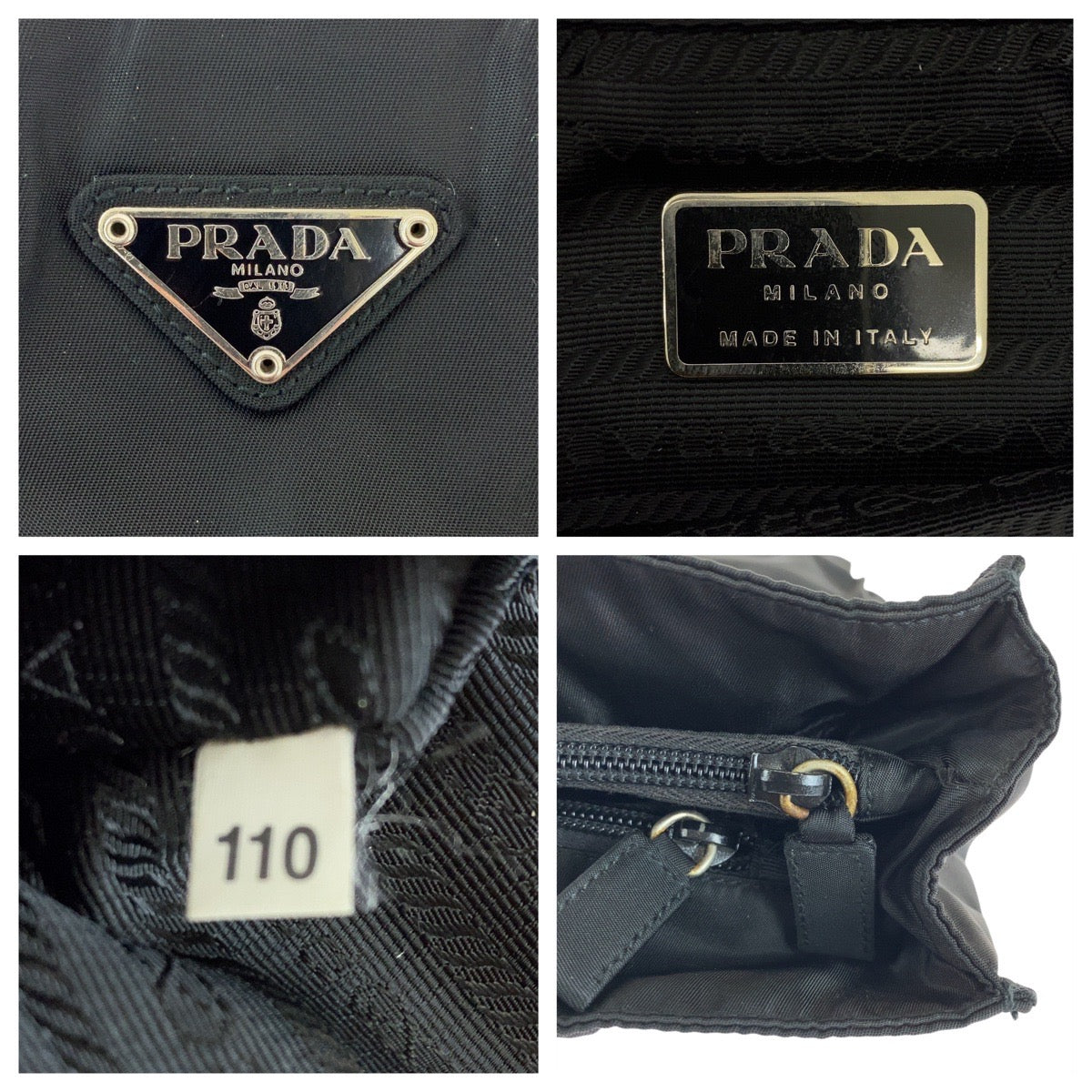 PRADA Tote Bag Nylon, Leather Black SilverMetal Tote Bag Shoulder Bag Test Triangle With logo Women(Unisex)