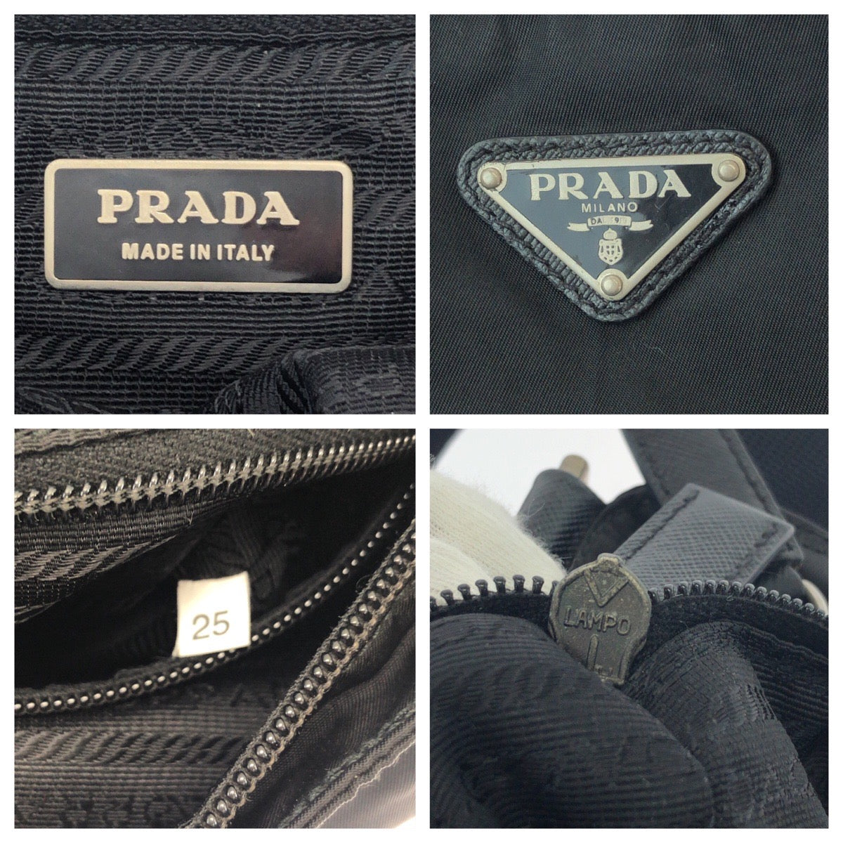 PRADA Shoulder Bag Nylon Black SilverMetal Shoulder Bag pochette Test Triangle With logo Women