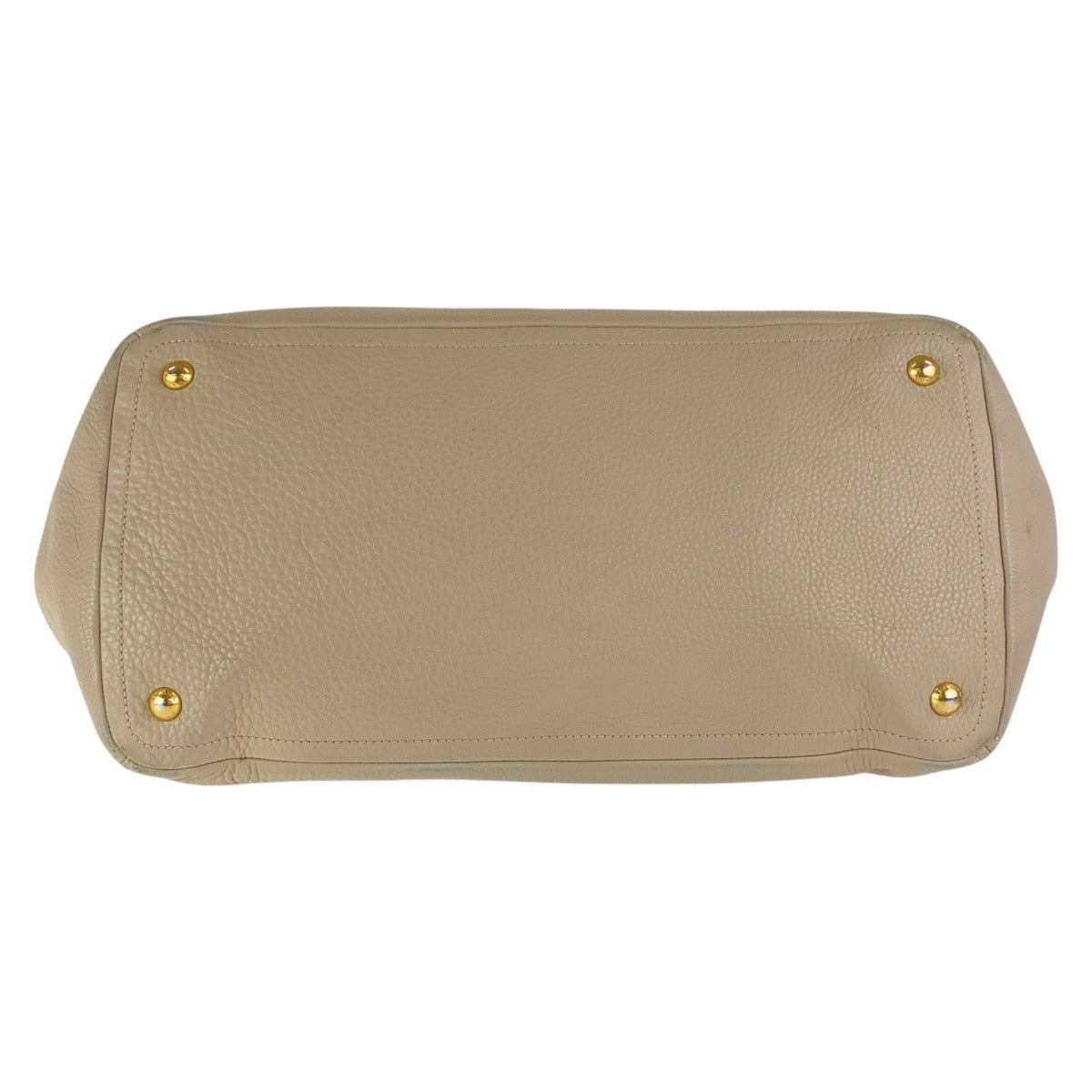 PRADA Tote Bag leather Beige Gold Metal Tote Bag Shoulder Bag Vitterodino Women