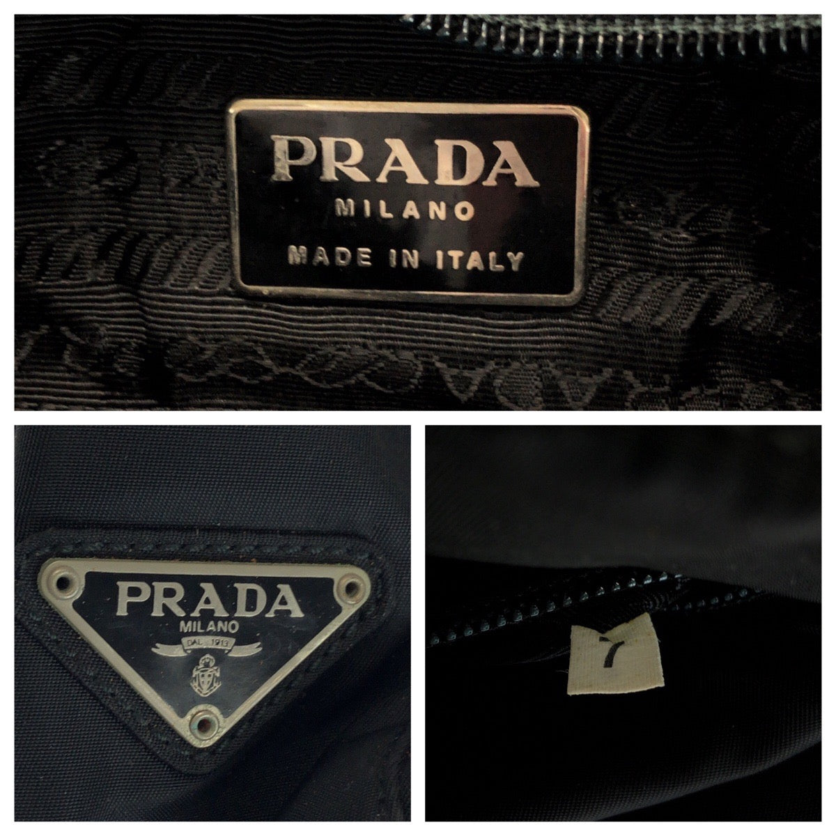PRADA Tote Bag Nylon Black SilverMetal ChainTote Bag Shoulder Bag Test Triangle With logo Plastic Chain Women