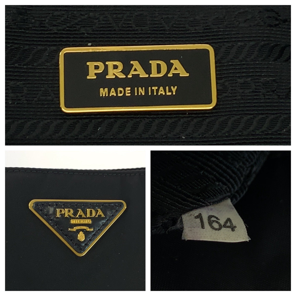 PRADA Tote Bag Nylon Black GoldMetal Tote Bag Shoulder Bag Test Triangle With logo Women