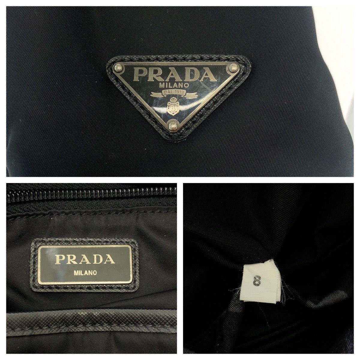 PRADA Backpack Nylon Black Blue Gray SilverMetal Backpack Backpack Camouflage Pattern Triangle With logo mens